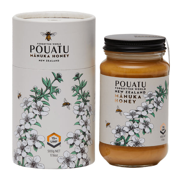 UMF15+ Mānuka Honey 500g Glass Jar & Outer Tube